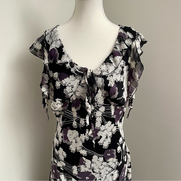 Vintage Y2K Flowy Ruffle Drop Waist Whimsigoth Fairycore Midi Length Dress - Picture 3 of 10